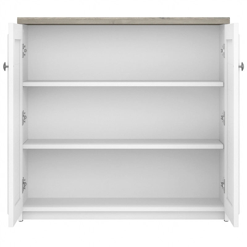 Farmhouse Small Storage Cabinet with Louvered Doors & 3 Shelves