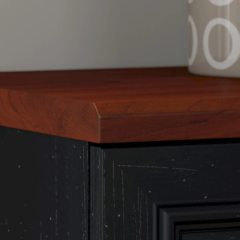Farmhouse Small Storage Cabinet with Louvered Doors & 3 Shelves
