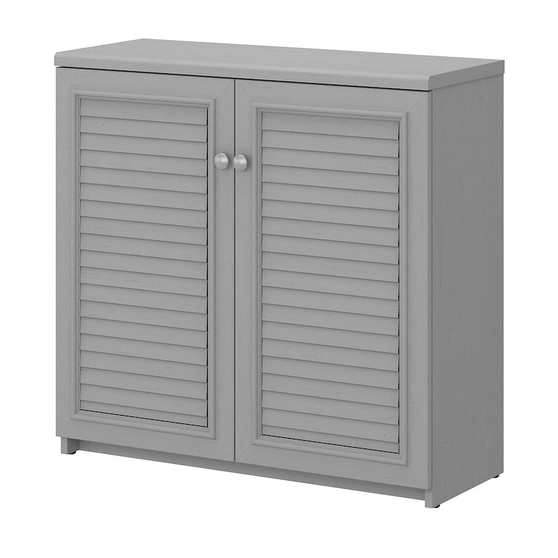 Farmhouse Small Storage Cabinet with Louvered Doors & 3 Shelves