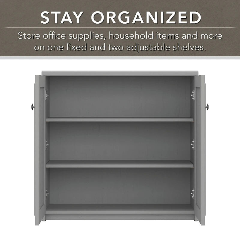 Farmhouse Small Storage Cabinet with Louvered Doors & 3 Shelves