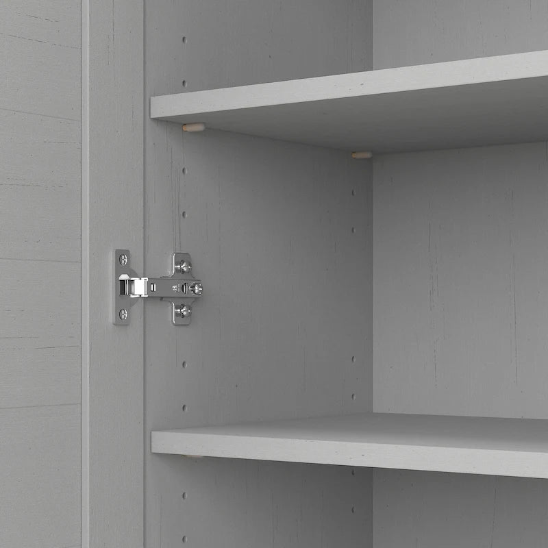 Farmhouse Small Storage Cabinet with Louvered Doors & 3 Shelves