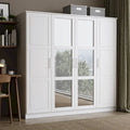 4-Door Solid Pine Wood Wardrobe Armoire with Optional Mirror Doors — Made in Brazil