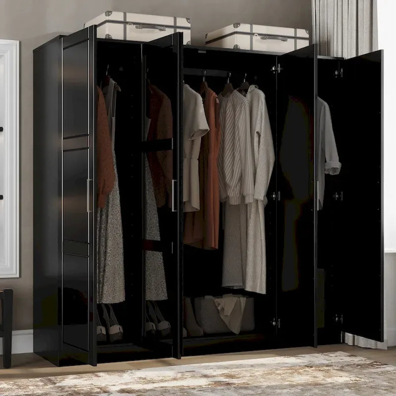 4-Door Solid Pine Wood Wardrobe Armoire with Optional Mirror Doors — Made in Brazil