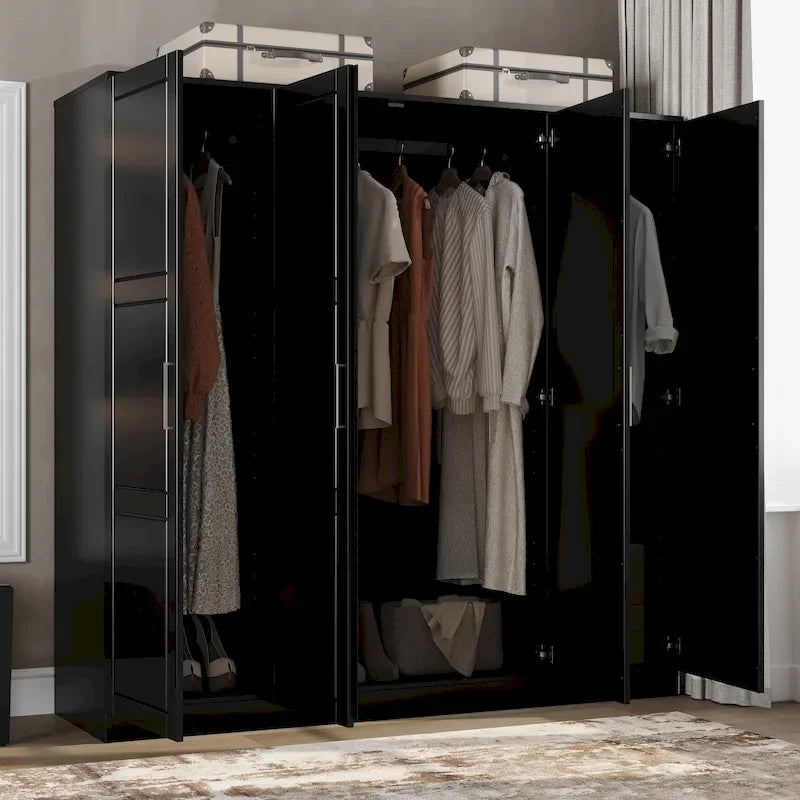 4-Door Solid Pine Wood Wardrobe Armoire with Optional Mirror Doors — Made in Brazil