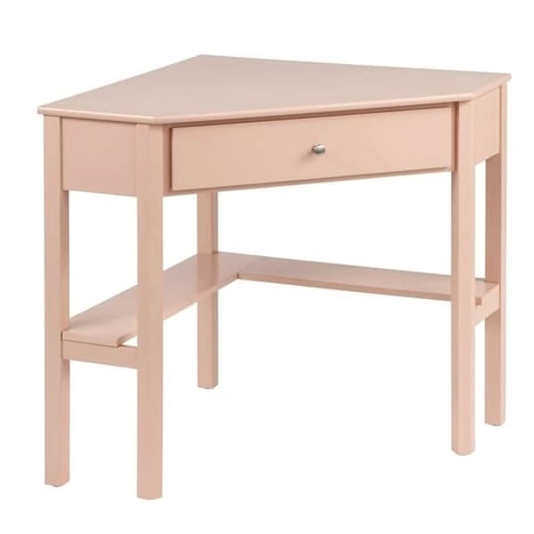 Vintage-Style Corner Desk with Drawer & Open Shelf