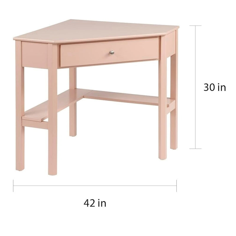 Vintage-Style Corner Desk with Drawer & Open Shelf