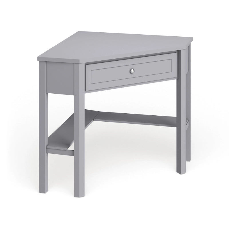 Vintage-Style Corner Desk with Drawer & Open Shelf
