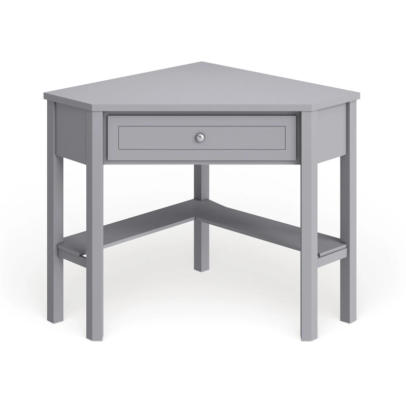 Vintage-Style Corner Desk with Drawer & Open Shelf