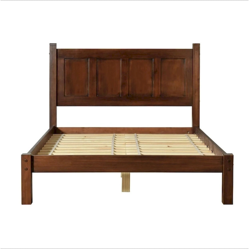 Solid Pine Wood Panel Platform Bed Frame