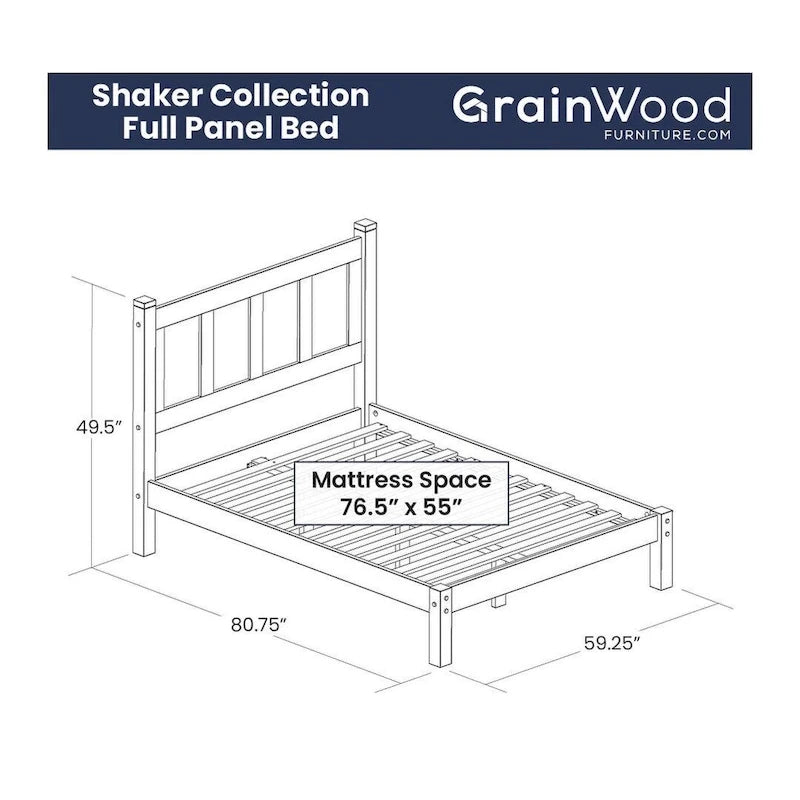 Solid Pine Wood Panel Platform Bed Frame