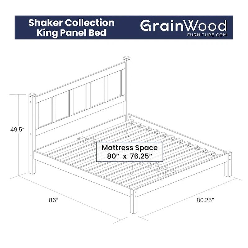 Solid Pine Wood Panel Platform Bed Frame