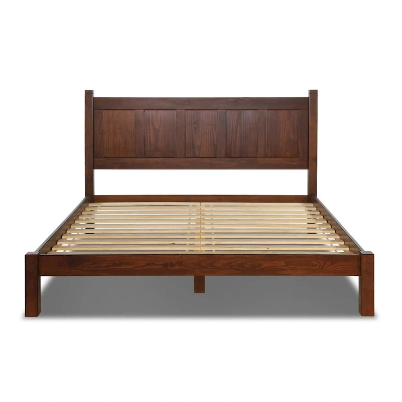 Solid Pine Wood Panel Platform Bed Frame