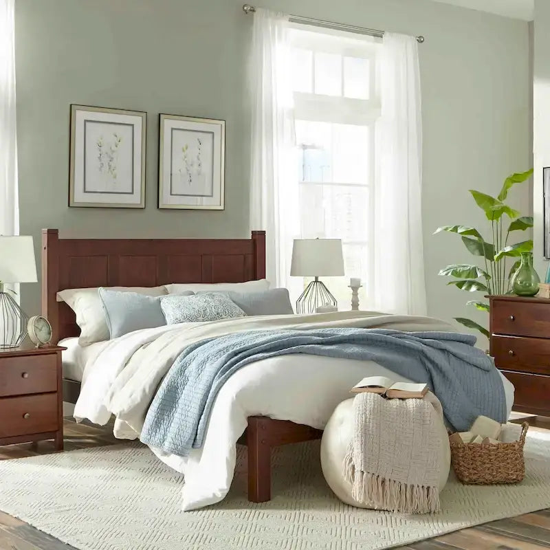 Solid Pine Wood Panel Platform Bed Frame