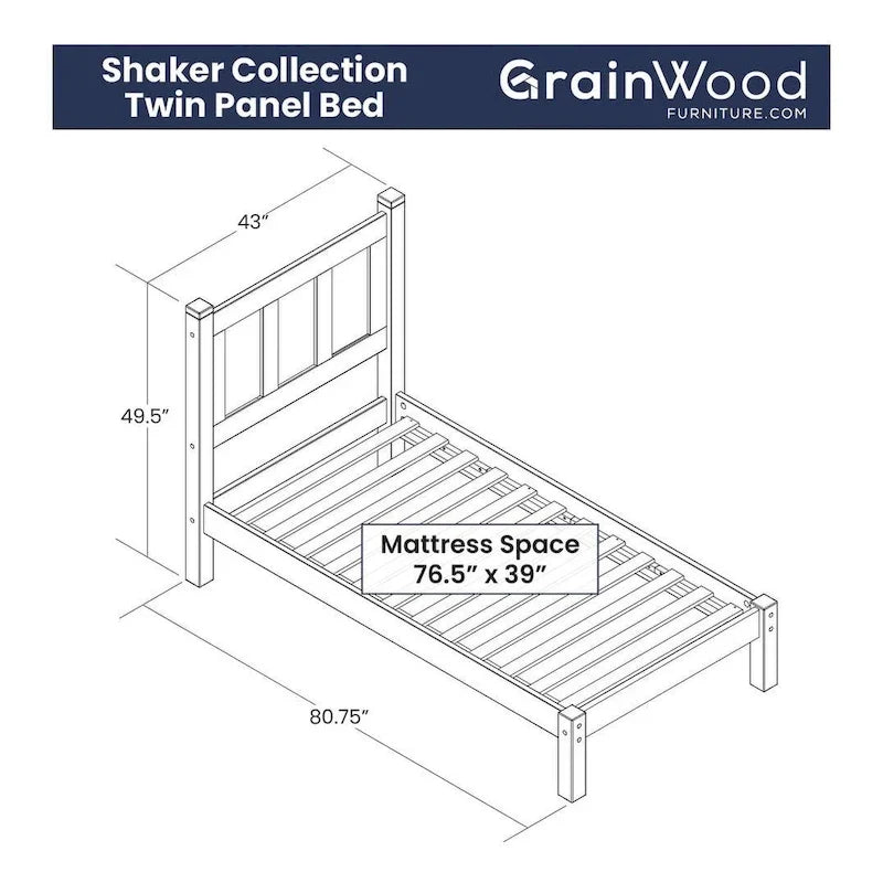 Solid Pine Wood Panel Platform Bed Frame