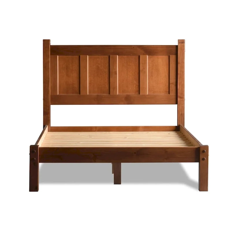 Solid Pine Wood Panel Platform Bed Frame