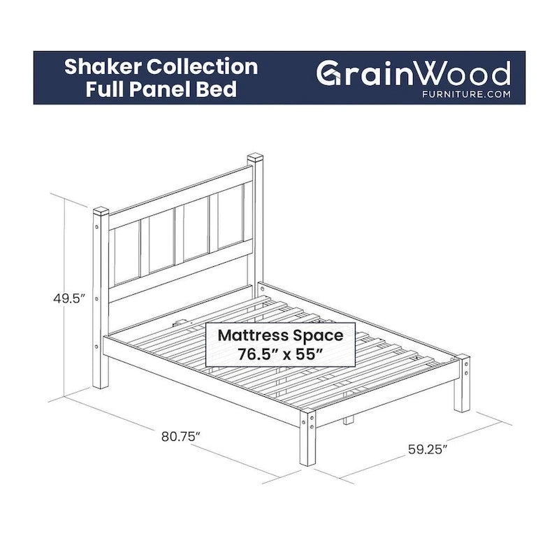 Solid Pine Wood Panel Platform Bed Frame
