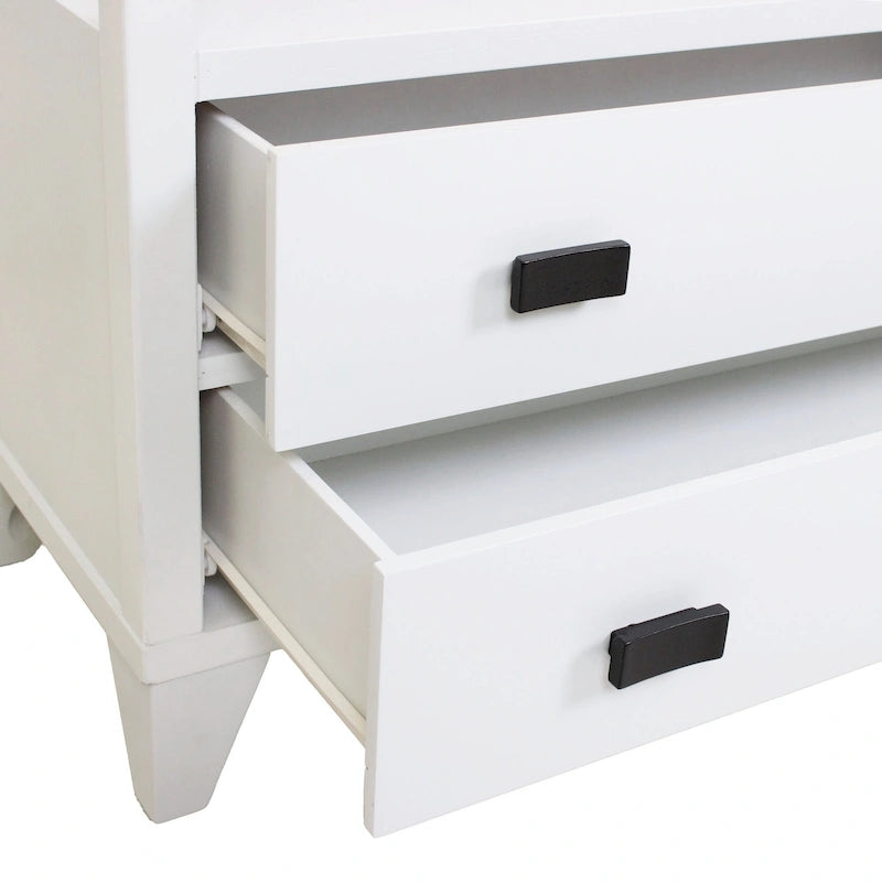 Handcrafted Wood 2-Drawer Nightstand with Open Shelf — Mid-Century Modern