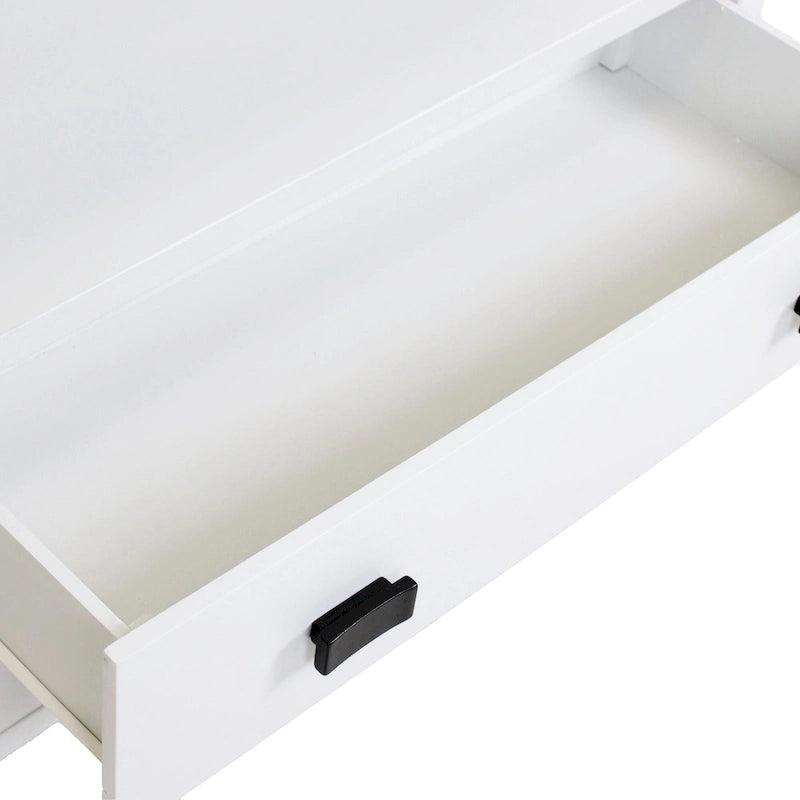 Handcrafted Wood 2-Drawer Nightstand with Open Shelf — Mid-Century Modern