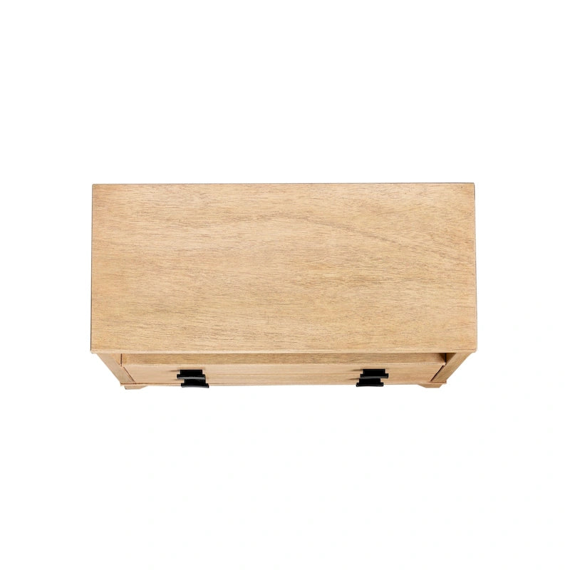 Handcrafted Wood 2-Drawer Nightstand with Open Shelf — Mid-Century Modern