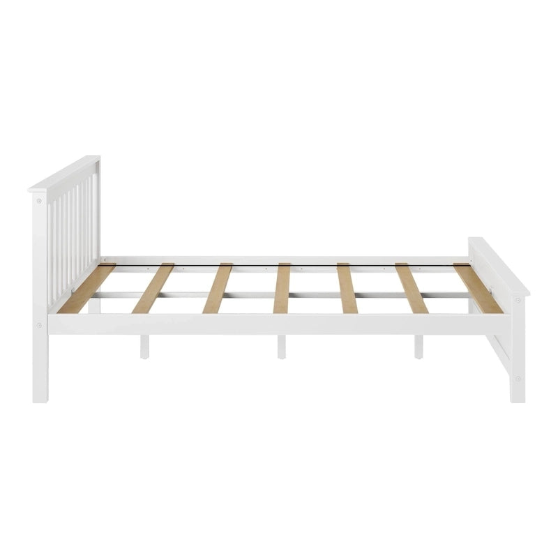 Classic Solid Pine Wood Queen Platform Bed with Headboard