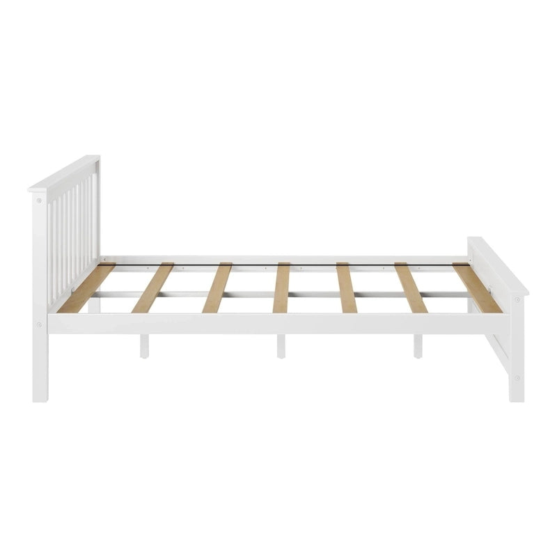 Classic Solid Pine Wood Queen Platform Bed with Headboard