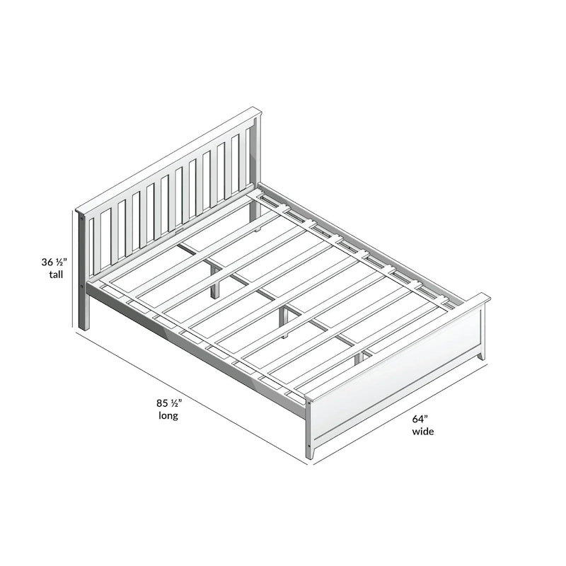 Classic Solid Pine Wood Queen Platform Bed with Headboard