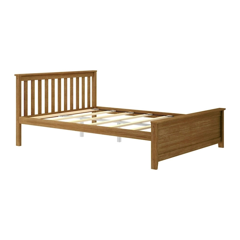 Classic Solid Pine Wood Queen Platform Bed with Headboard