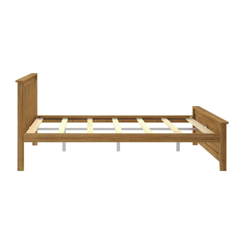 Classic Solid Pine Wood Queen Platform Bed with Headboard