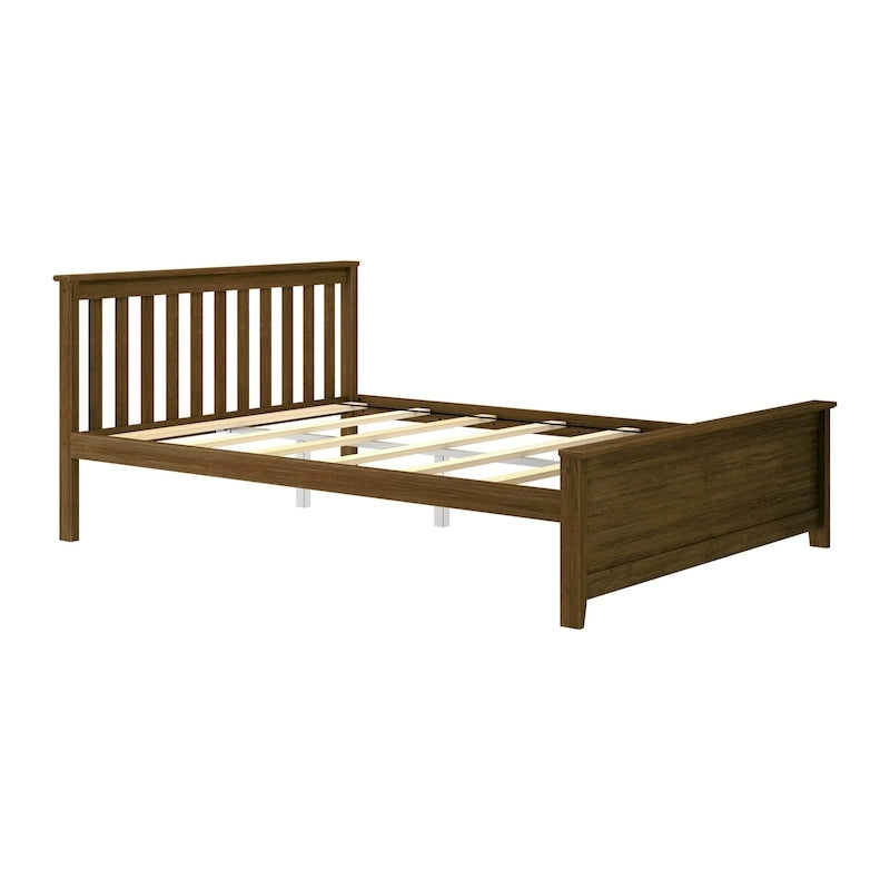Classic Solid Pine Wood Queen Platform Bed with Headboard