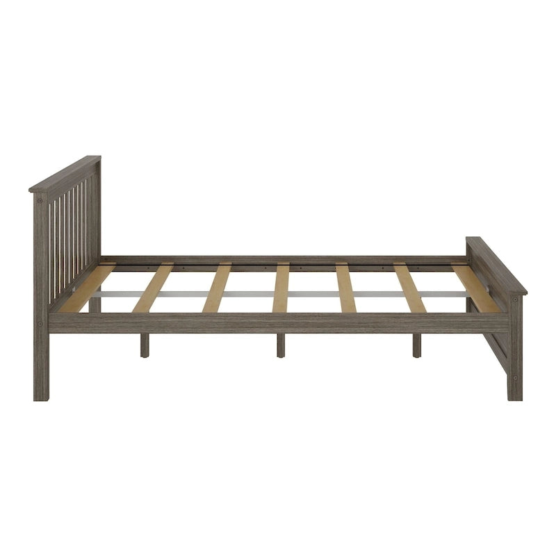 Classic Solid Pine Wood Queen Platform Bed with Headboard