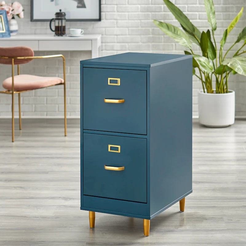 2-Drawer File Cabinet with Gold Legs & Handles — Letter Size