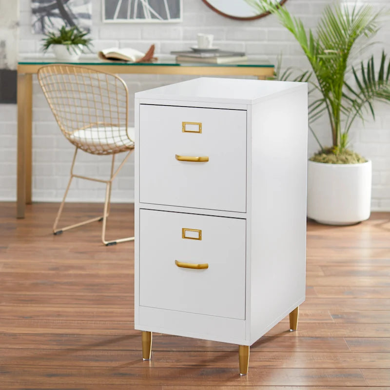 2-Drawer File Cabinet with Gold Legs & Handles — Letter Size