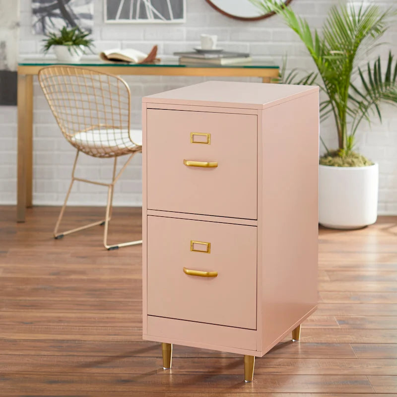 2-Drawer File Cabinet with Gold Legs & Handles — Letter Size