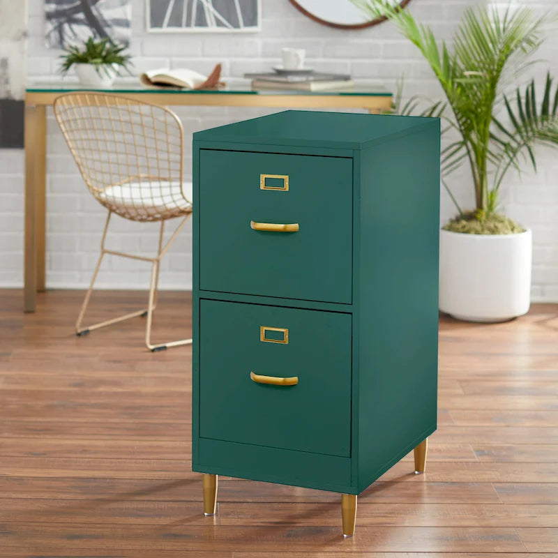 2-Drawer File Cabinet with Gold Legs & Handles — Letter Size