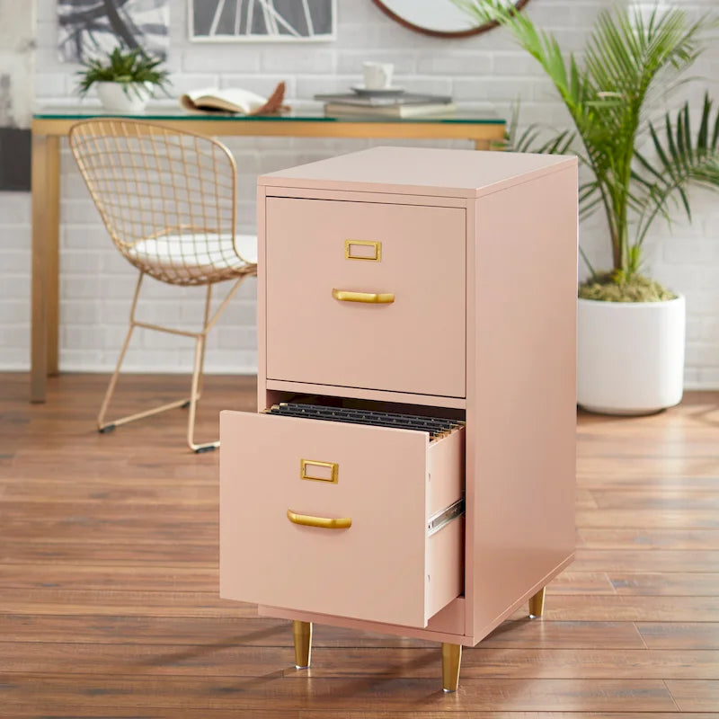 2-Drawer File Cabinet with Gold Legs & Handles — Letter Size