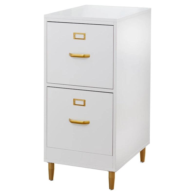 2-Drawer File Cabinet with Gold Legs & Handles — Letter Size
