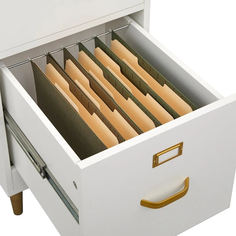 2-Drawer File Cabinet with Gold Legs & Handles — Letter Size