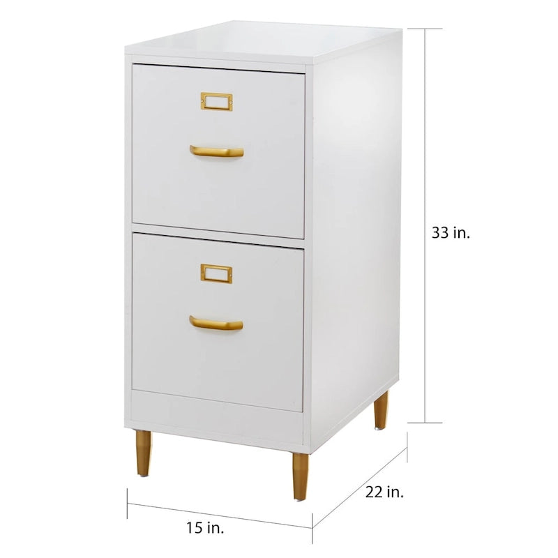 2-Drawer File Cabinet with Gold Legs & Handles — Letter Size