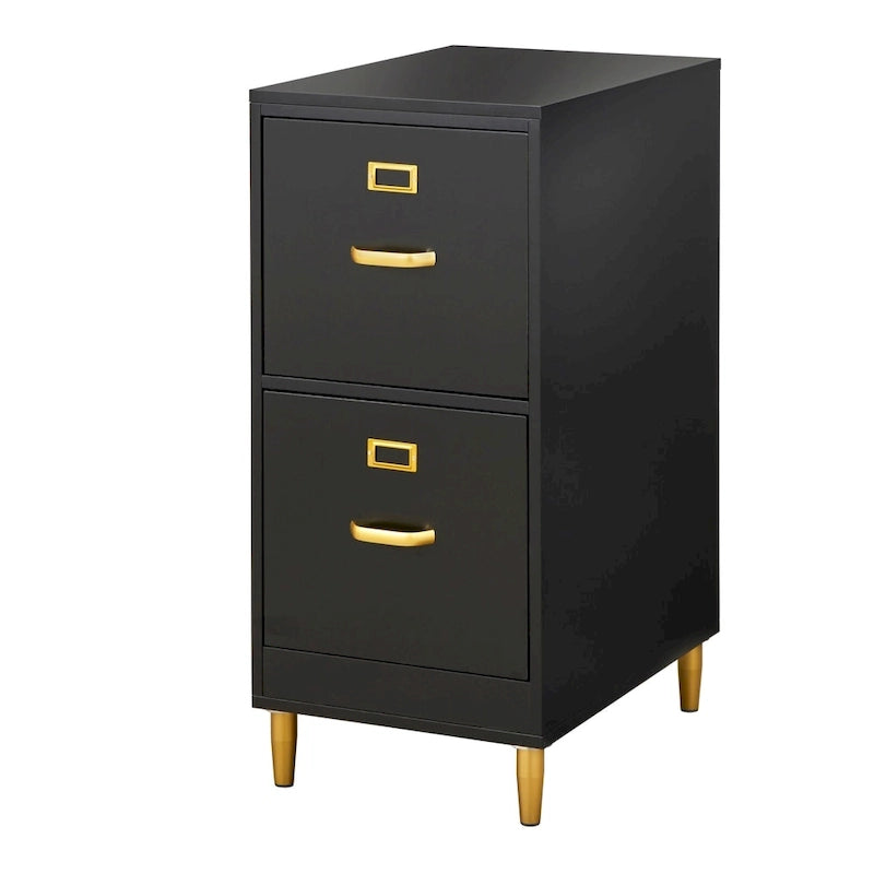 2-Drawer File Cabinet with Gold Legs & Handles — Letter Size