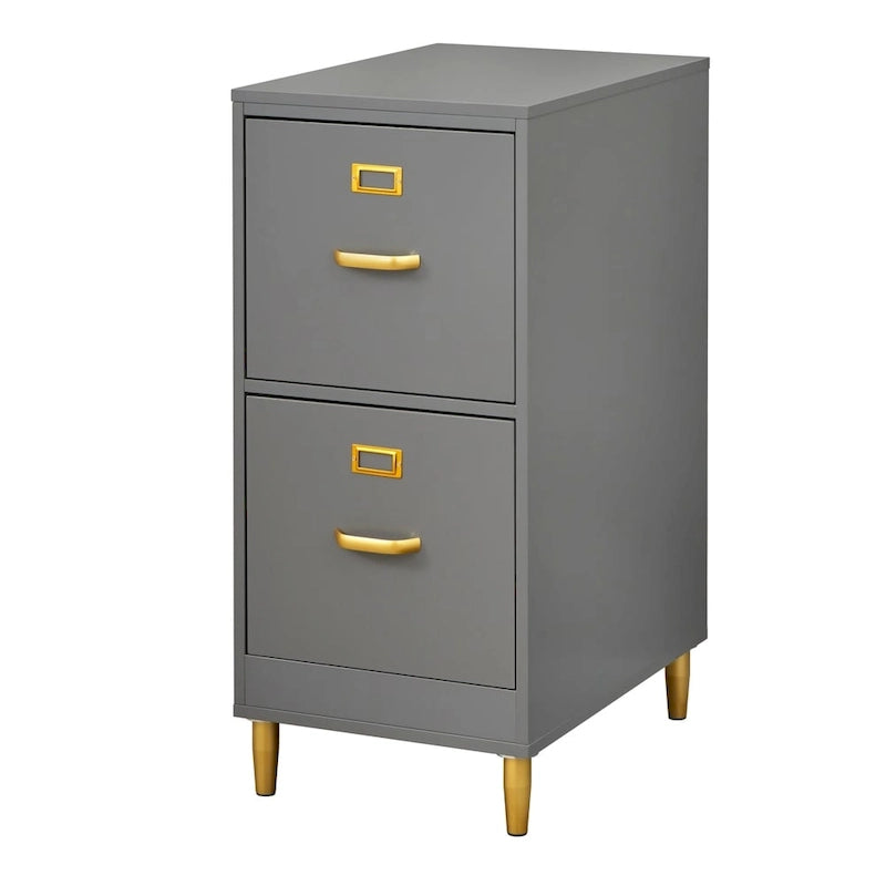2-Drawer File Cabinet with Gold Legs & Handles — Letter Size