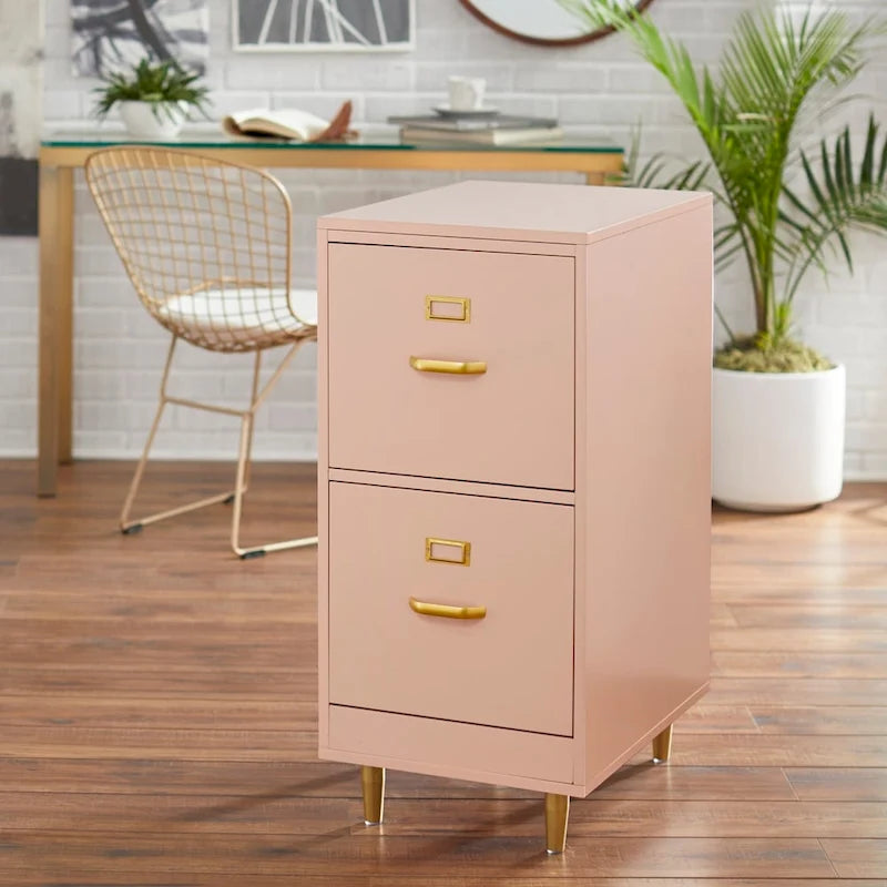 2-Drawer File Cabinet with Gold Legs & Handles — Letter Size