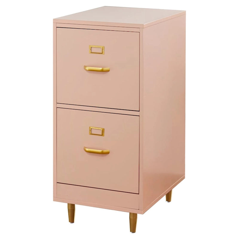 2-Drawer File Cabinet with Gold Legs & Handles — Letter Size