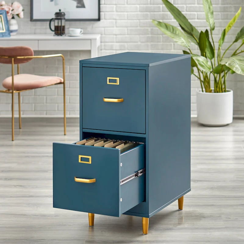 2-Drawer File Cabinet with Gold Legs & Handles — Letter Size
