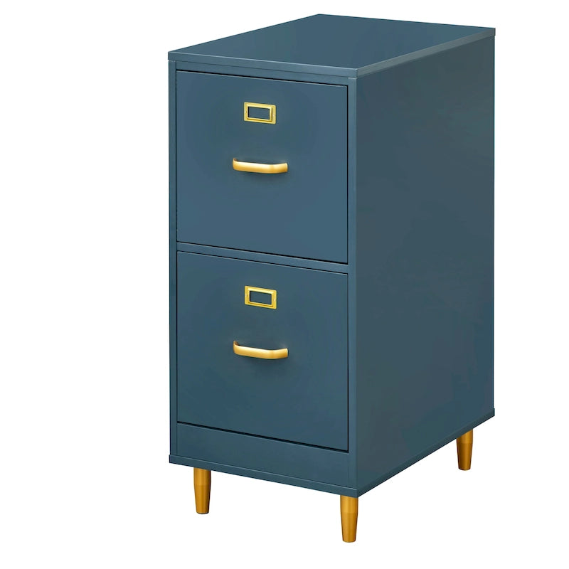 2-Drawer File Cabinet with Gold Legs & Handles — Letter Size