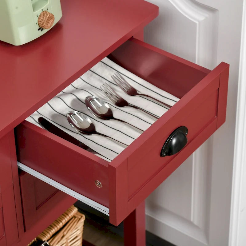 4-Drawer Sideboard Console Table with Slatted Bottom Shelf