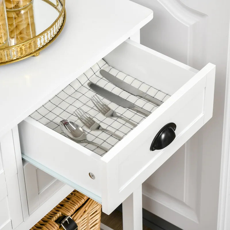 4-Drawer Sideboard Console Table with Slatted Bottom Shelf