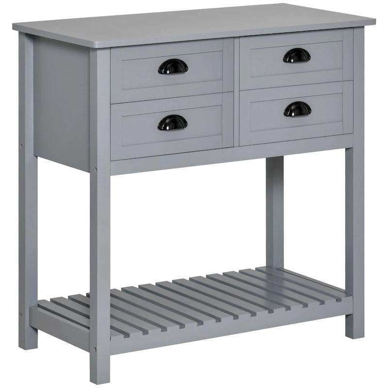 4-Drawer Sideboard Console Table with Slatted Bottom Shelf