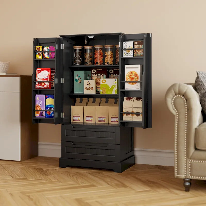 Freestanding Storage Cabinet with Doors & Drawers