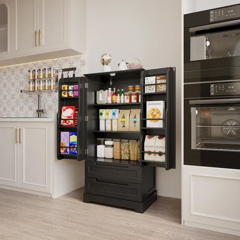 Freestanding Storage Cabinet with Doors & Drawers