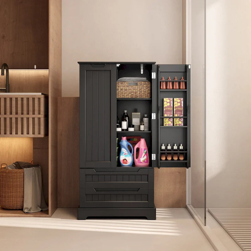 Freestanding Storage Cabinet with Doors & Drawers